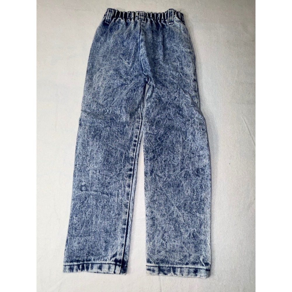 Acid Wash Jeans Girls Size 6 Blue  Pleated High Waist - Picture 3 of 11